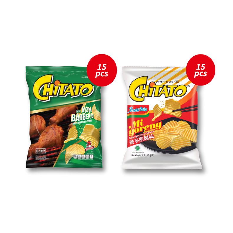 Chitato Mix Variant - BBQ Chicken (15 pcs) + Mi Goreng (15 pcs)