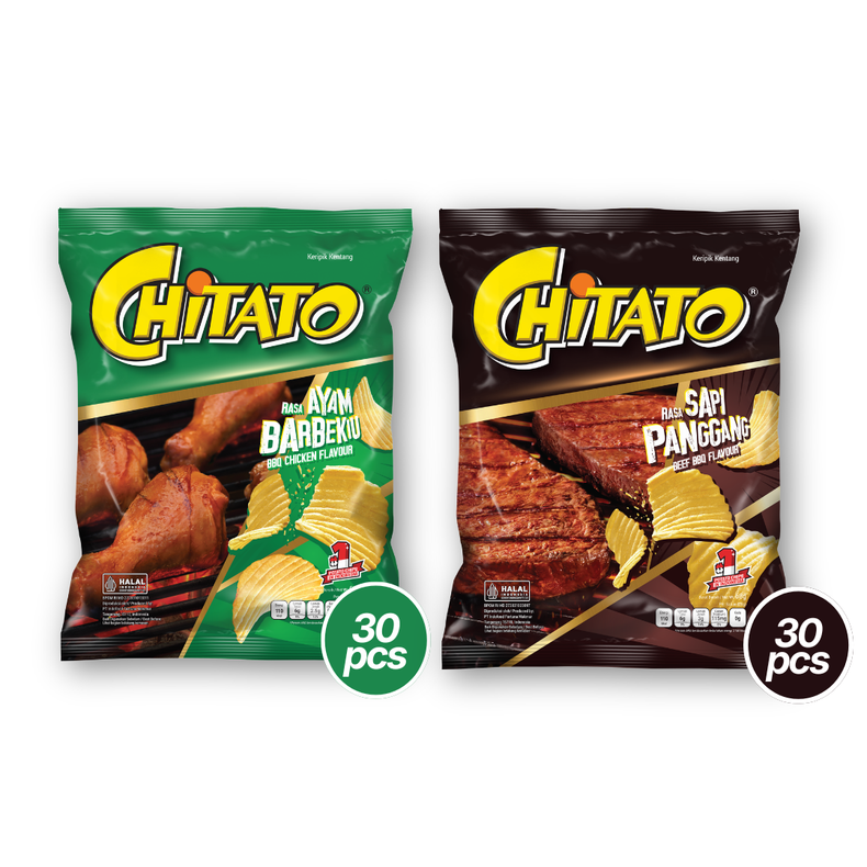 1 Box of Chitato Chicken BBQ (30 x 1 pk) + 1 Box of Chitato Beef BBQ (30 x 1 pk)
