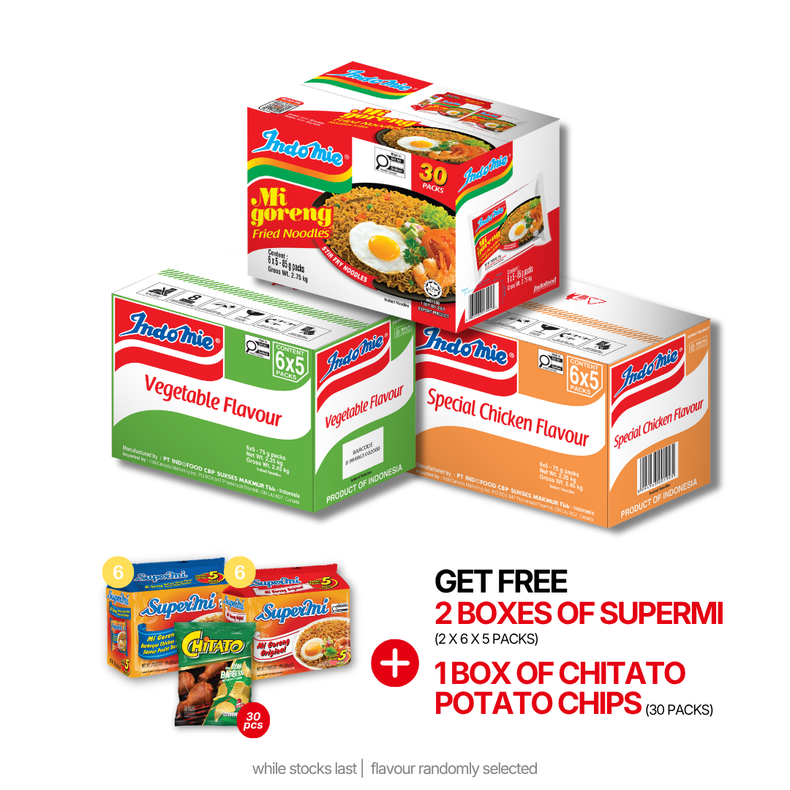 Mi Goreng Special (30 pk) + Vegetable Flavour (30 pk) + Special Chicken Flavour (30 pk)