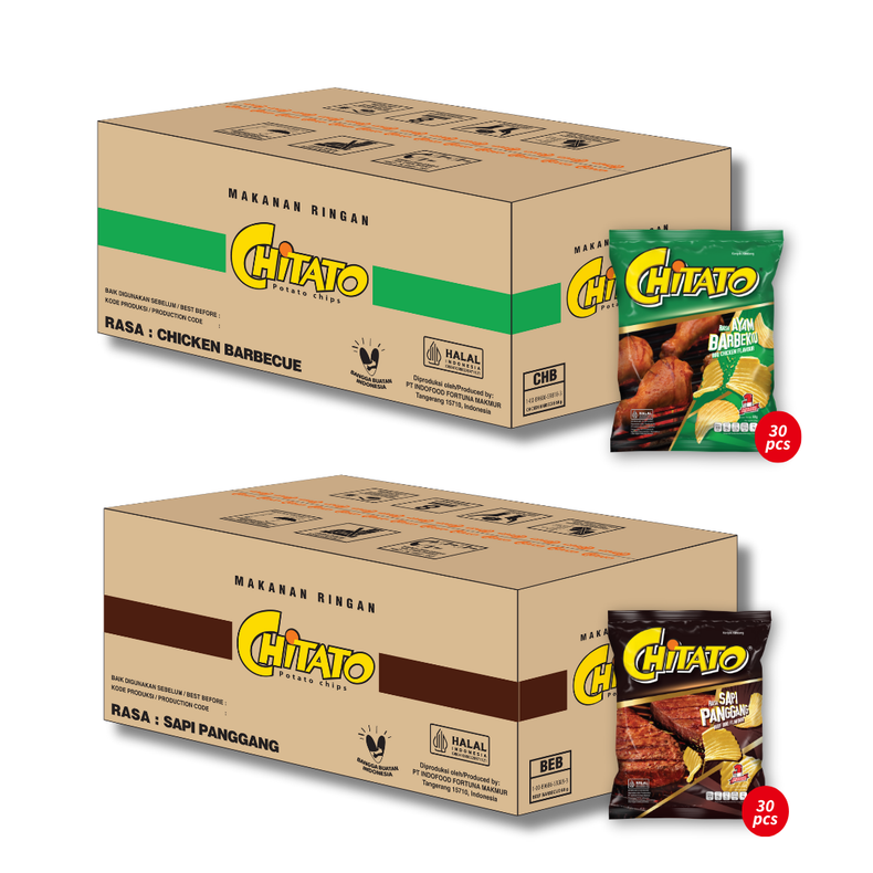 1 Box of Chitato Chicken BBQ (30 x 1 pk) + 1 Box of Chitato Beef BBQ (30 x 1 pk)