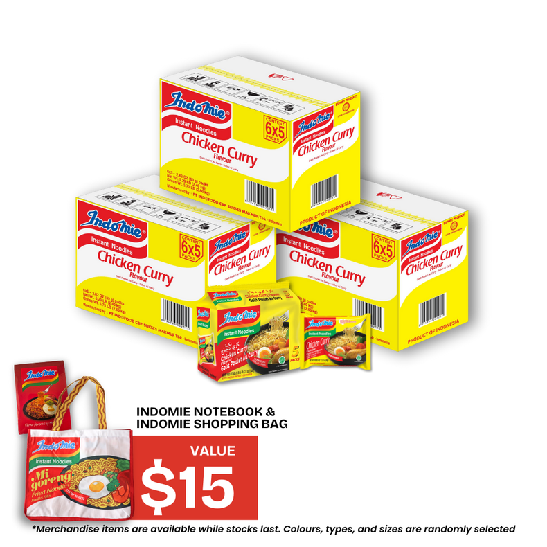 3 Boxes of Chicken Curry Flavour (3 x 30 pk) + Shopping Bag + Notebook