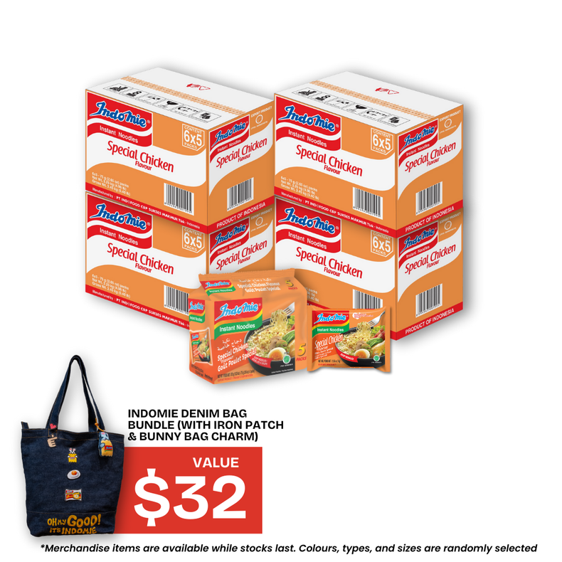 4 Boxes of Special Chicken Flavour (4 x 30 pk) + Denim Bag Set (with Iron Patch & Bunny Bag Charm)