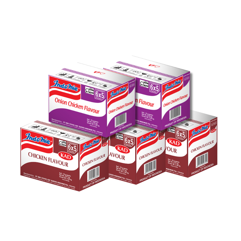 3 Boxes of Chicken Flavour (3 x 30 pk) + 2 Boxes of Onion Chicken Flavour (2 x 30 pk)