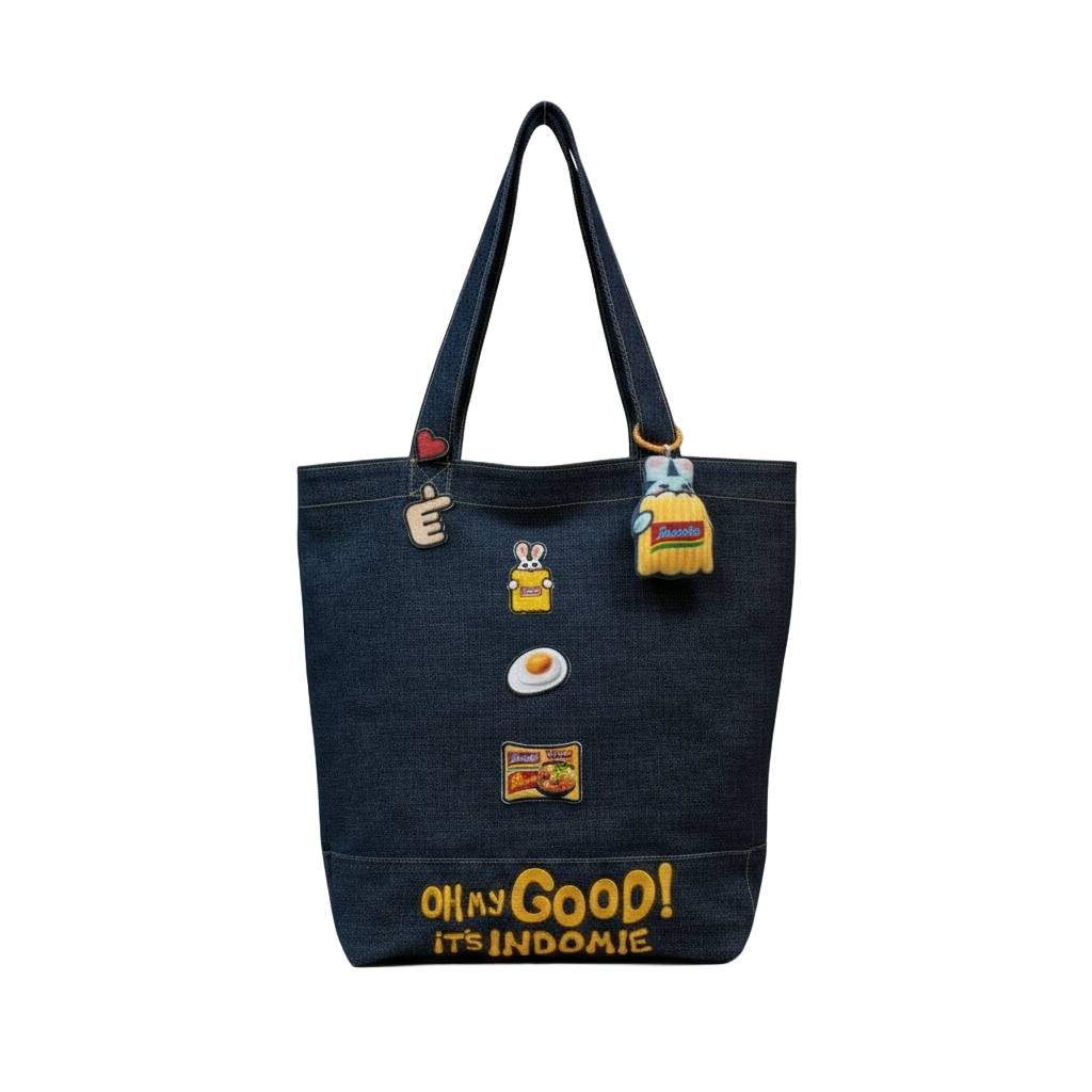 Denim Bag Set (with Iron Patch & Bunny Bag Charm)