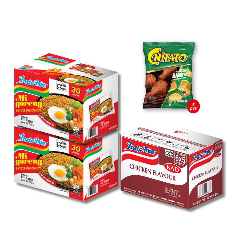 2 Boxes of Mi Goreng Special (2 x 30 pk) + Chicken Flavour (30 pk) + Chitato BBQ Chicken Flavour (5 pk)