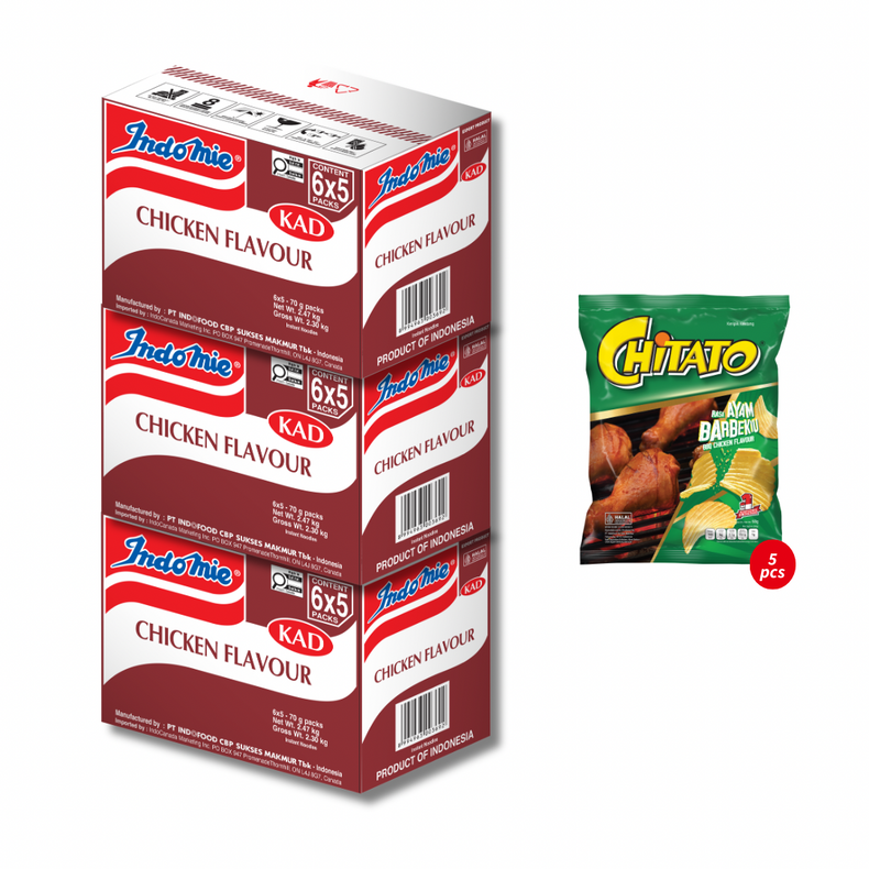 3 Boxes of Chicken Flavour (3 x 30 pk) + Chitato BBQ Chicken Flavour (5 pk)