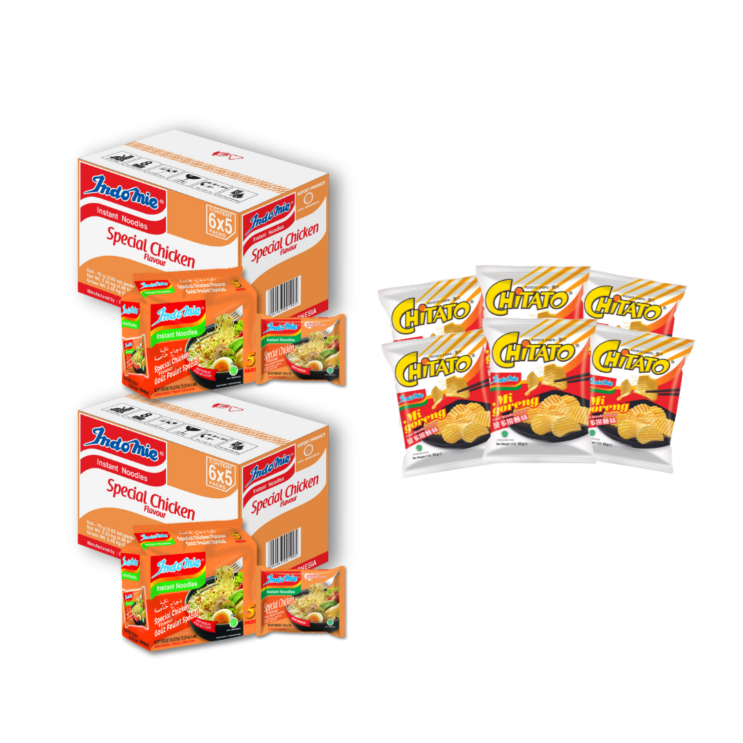 2 Boxes Special Chicken Flavour (2x30 pk) + 6 Packs of Chitato Mi Goreng