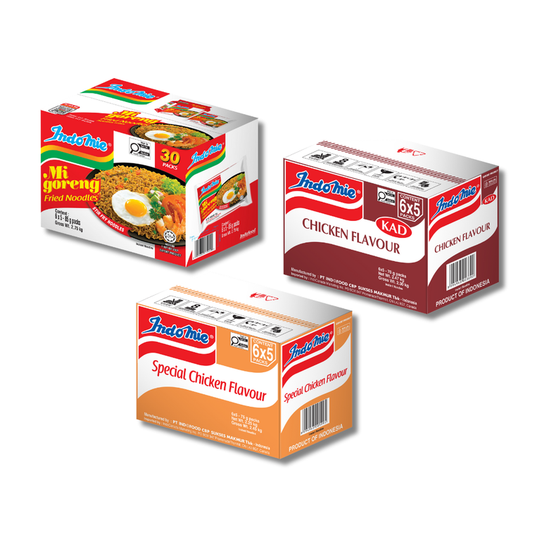 Indomie Mi Goreng Special (30 pk) [BBD: Mar 2026] + Special Chicken Flavour (30 pk) + Indomie Chicken Flavour (30 pk)