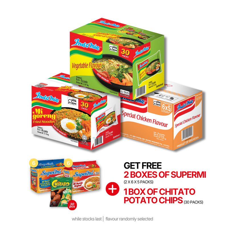 Mi Goreng Special (30 pk) + Vegetable Flavour (30 pk) + Special Chicken Flavour (30 pk)