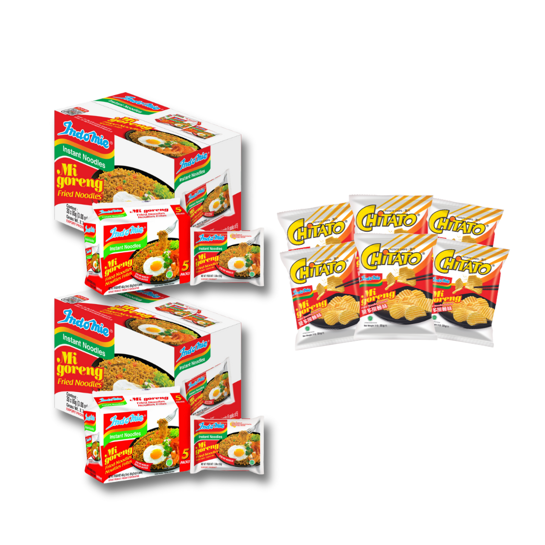 2 Boxes of Indomie Mi Goreng Special (2x30 pk) + 6 Packs of Chitato Mi Goreng