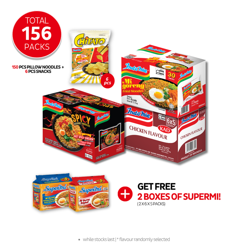 Mi Goreng Special (30 pk) + Mi Goreng Hot Spicy Chicken (30 pk) + Chicken Flavour (30 pk) [BBD: Jul 2026] + Chitato Mi Goreng (6 pk) [BBD: Jul 2026]