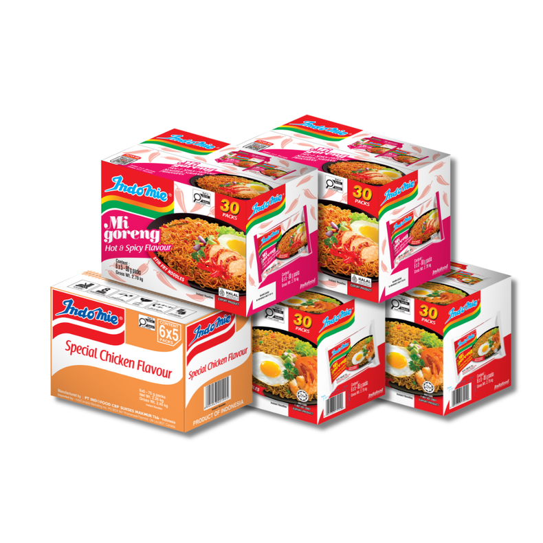 2 Boxes of Mi Goreng Special (2 x 30 pk) + 2 Boxes of Mi Goreng Hot & Spicy (2 x 30 pk) [BBD: Oct 2026] + Special Chicken Flavour (30 pk)