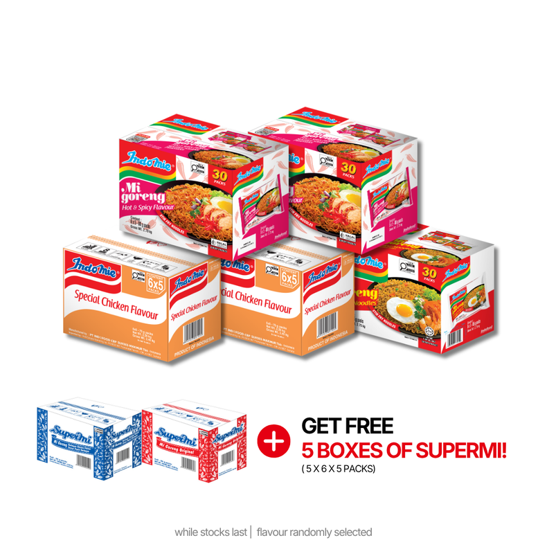 Mi Goreng Special (30 pk) + 2 Boxes of Mi Goreng Hot & Spicy (2 x 30 pk) + 2 Boxes of Special Chicken Flavour (2 x 30 pk)