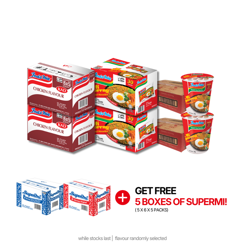 2 Boxes of Chicken Flavour (2 x 30 pk) [BBD: Jul 2026] + 2 Boxes of Special Chicken Flavour (2 x 30 pk) + 2 Boxes of Mi Goreng Cup (2 x 12 pk)