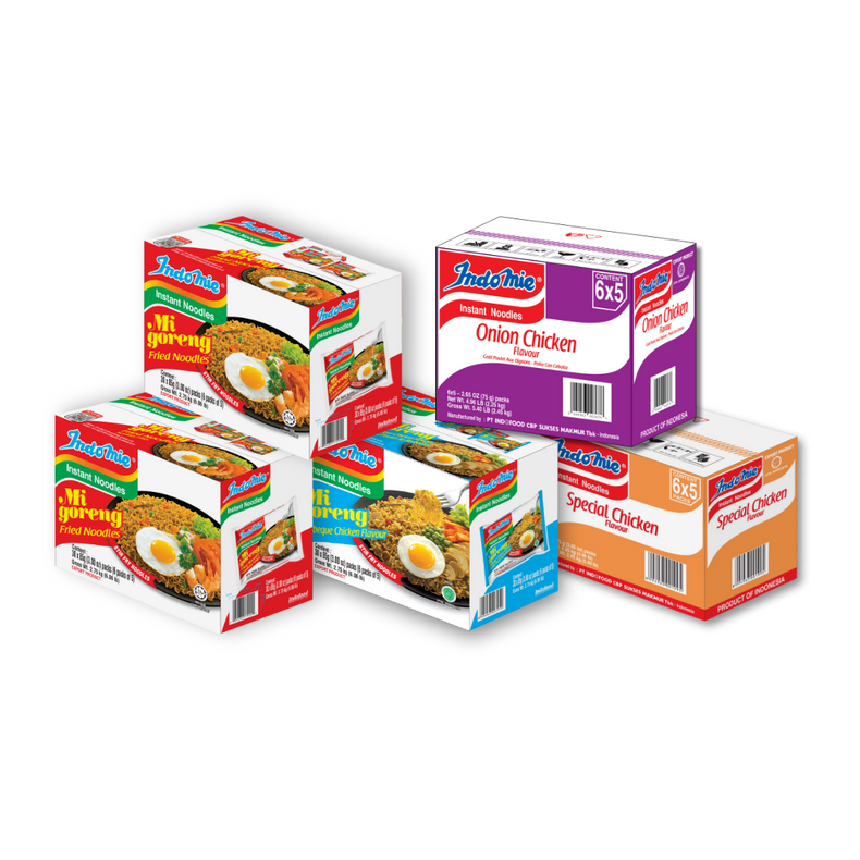 2 Boxes of Mi Goreng Special (2 x 30 pk) + Mi Goreng BBQ Chicken (30 pk) + Special Chicken Flavour (30 pk) + Onion Chicken Flavour (30 pk)