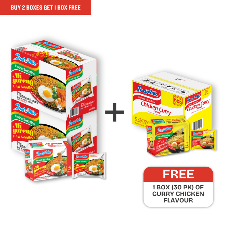 2 Boxes of Mi Goreng Special (2 x 30 pk) [BBD: Nov 2025] + Indomie Chicken Curry Flavor (30 pk)