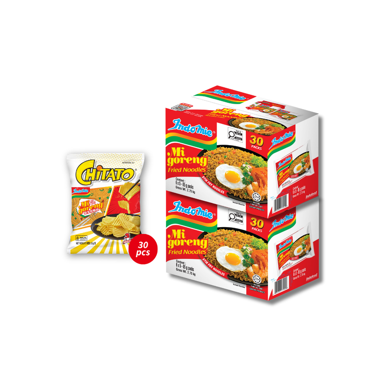 2 Boxes of Mi Goreng Special (2 x 30 pk) + 1 Box of Chitato Potato Chips Mi Goreng (30 pk)  [BBD: Sep 2026]