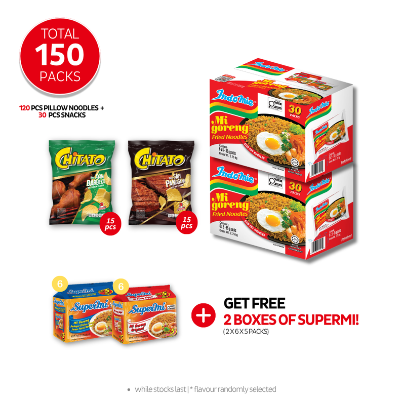2 Boxes of Mi Goreng Special (2 x 30 pk) + Chitato Mix Variant - BBQ Chicken (15 pcs) [BBD: Aug 2026] + Beef BBQ (15 pcs) [BBD: Aug 2026]