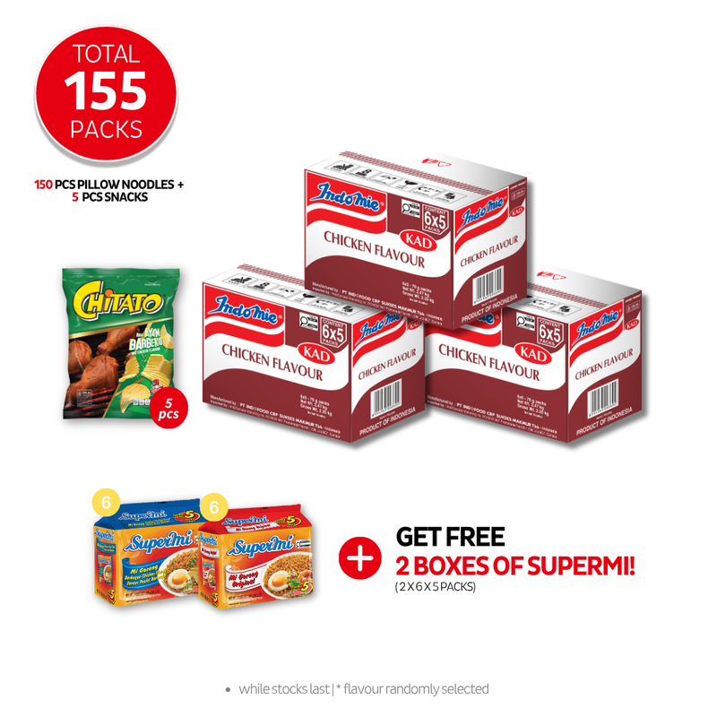 3 Boxes of Chicken Flavour (3 x 30 pk) [BBD: Jul 2026] + Chitato BBQ Chicken Flavour (5 pk) [BBD: Aug 2026]