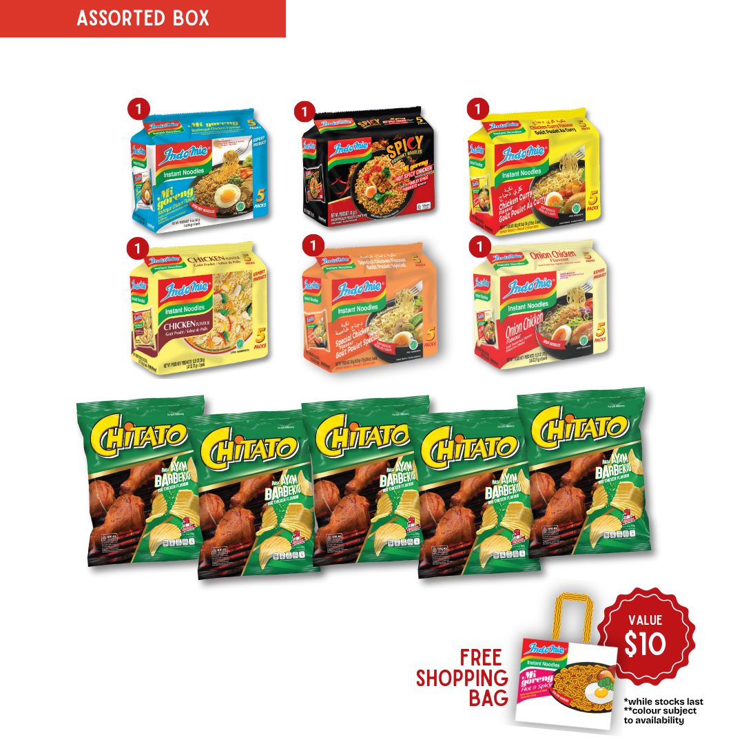 Assorted Flavours (30 pk) [6 Flavours inside] + 5 pcs of Chitato Potato Chips [FREE Shopping Bag]
