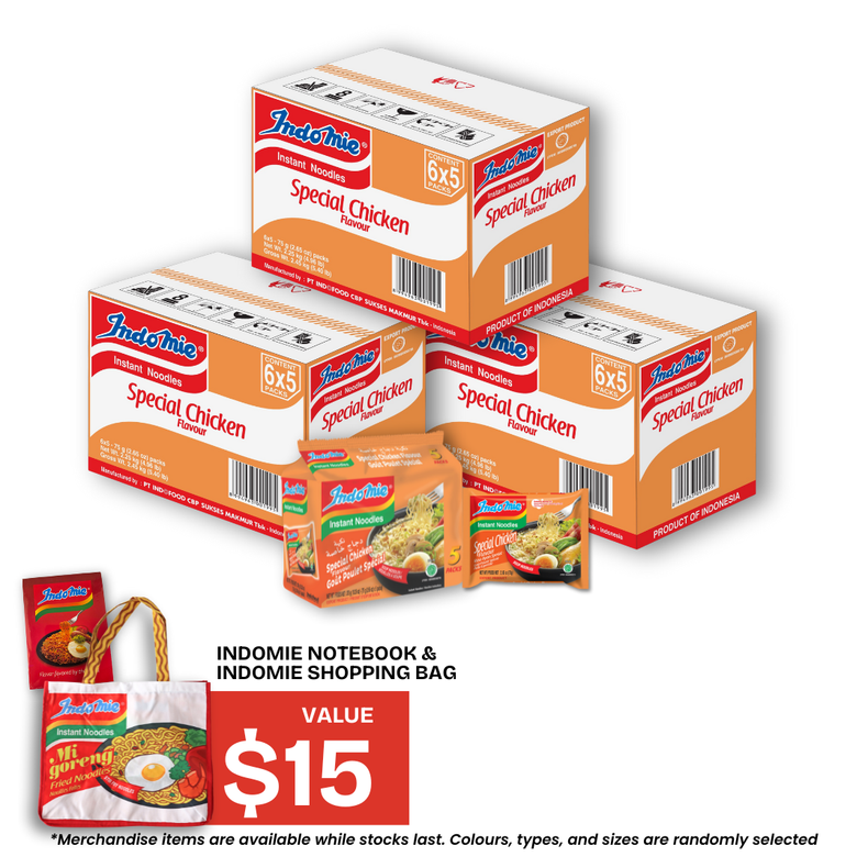 3 Boxes of Special Chicken Flavour (3 x 30 pk) + Shopping Bag + Notebook