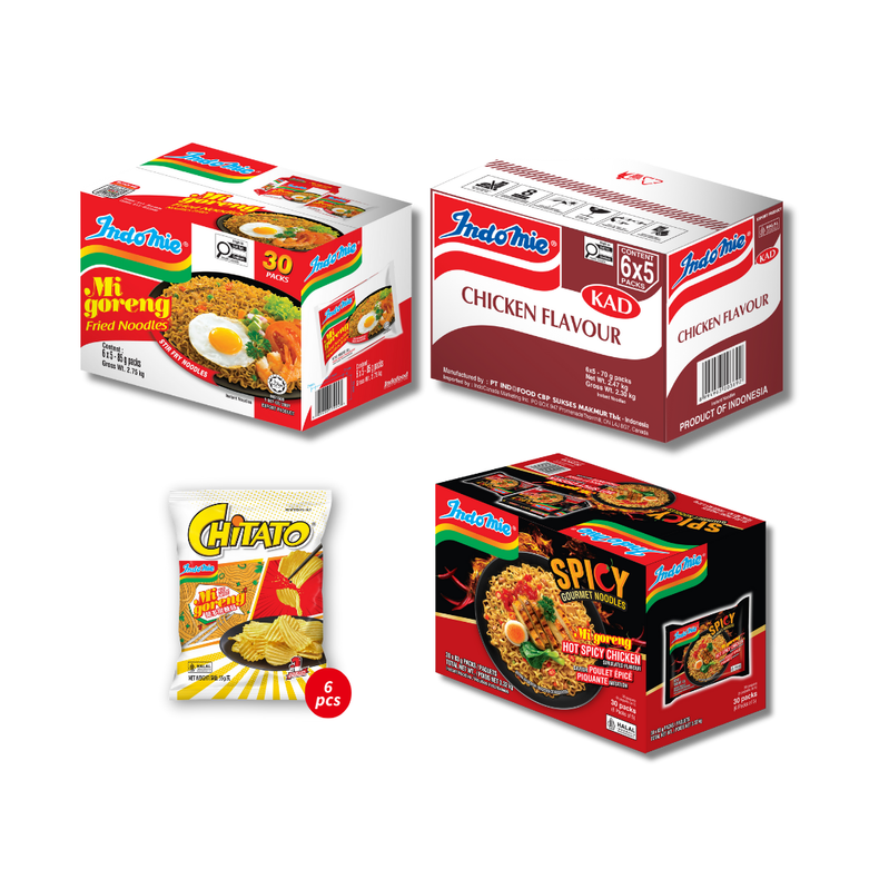 Mi Goreng Special (30 pk) [BBD: Mar 2026] + Mi Goreng Hot Spicy Chicken (30 pk) + Chicken Flavour (30 pk) + Chitato Mi Goreng (6 pk)