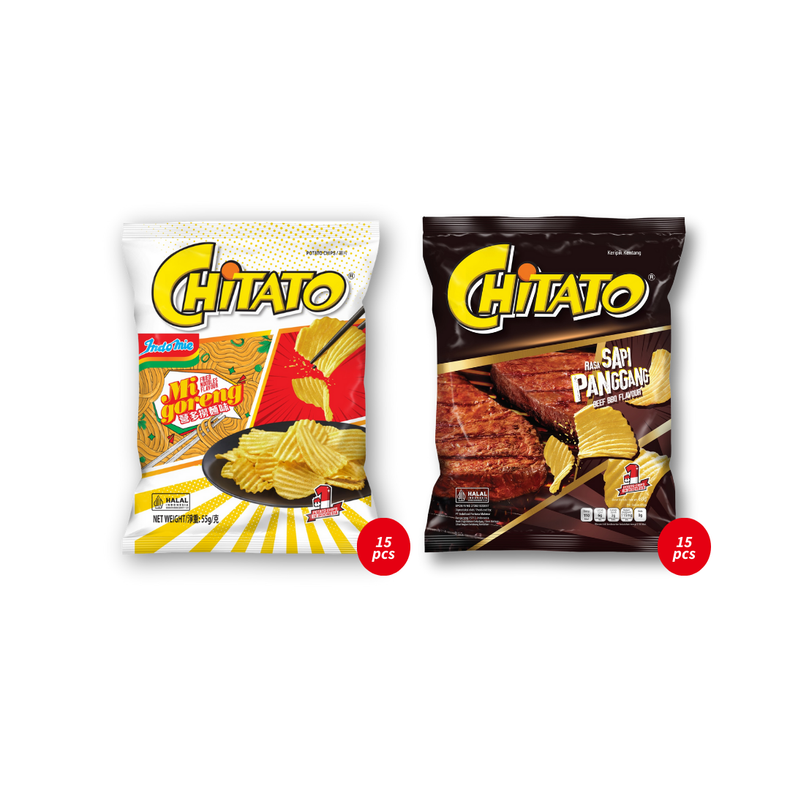 Chitato Mix Variant - Beef BBQ (15 pcs) + Mi Goreng (15 pcs) [BBD: Mar 2026]