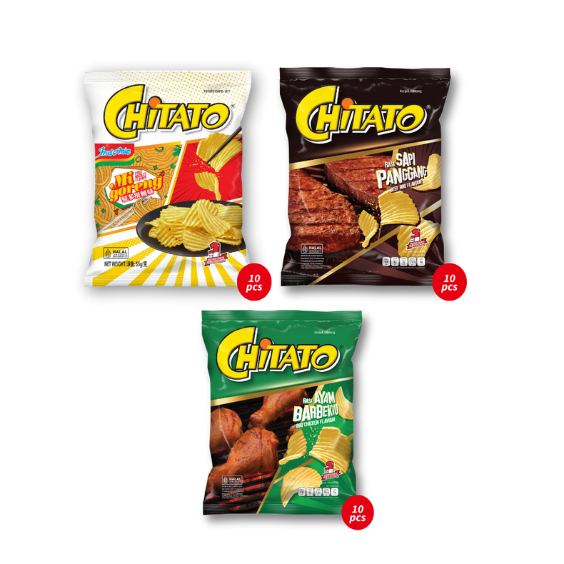 Chitato Mix Variant - BBQ Chicken (10 pcs) + Beef BBQ (10 pcs) + Mi Goreng (10 pcs) [BBD: Mar 2026]