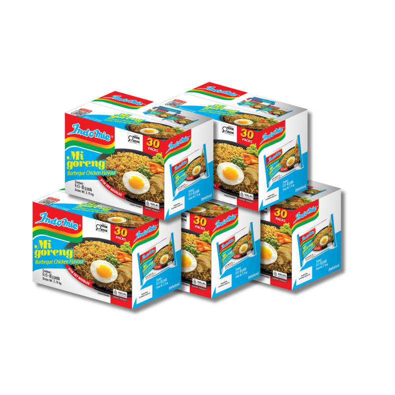 5 boîtes de poulet BBQ Mi Goreng (5 x 30 paquets)