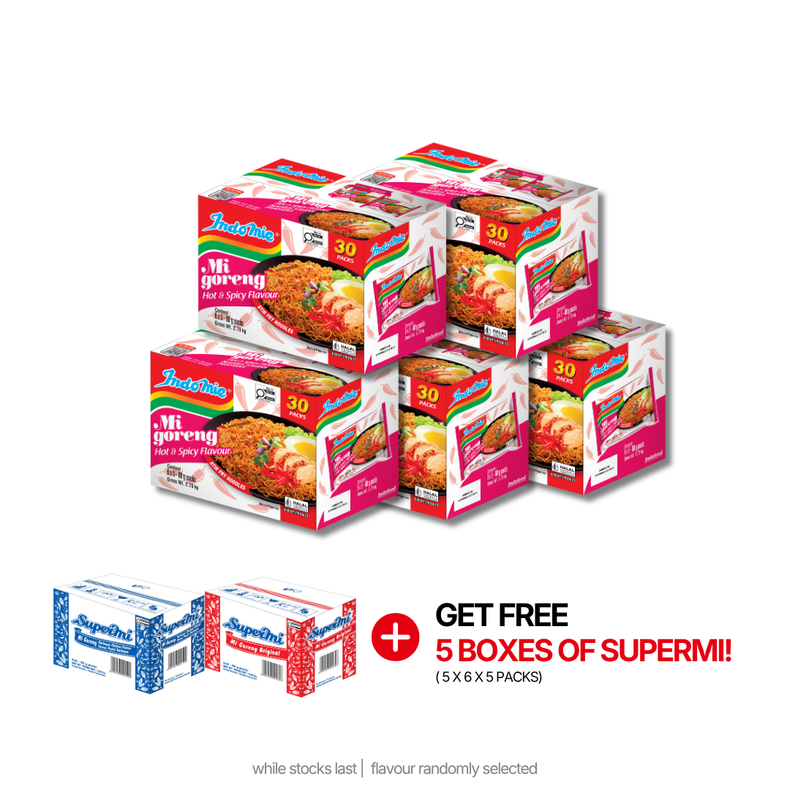 5 boîtes de Mi Goreng épicé (5 x 30 paquets)