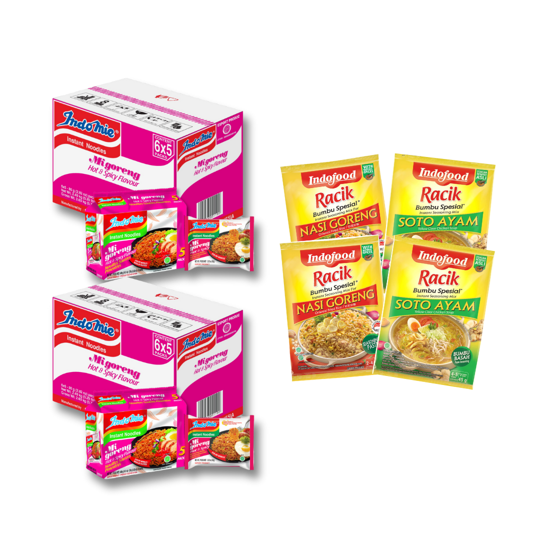 2 Boxes of Indomie Mi Goreng Hot & Spicy + 4 Packs of Seasoning (Randomly Selected)