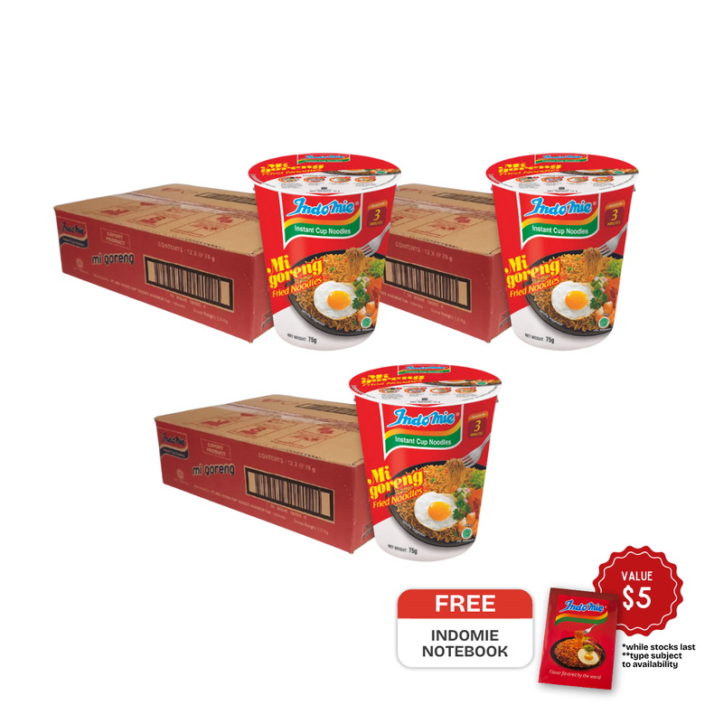 3 boîtes de Mi Goreng Cup (3 x 12 tasses) [DLUO : nov. 2025]