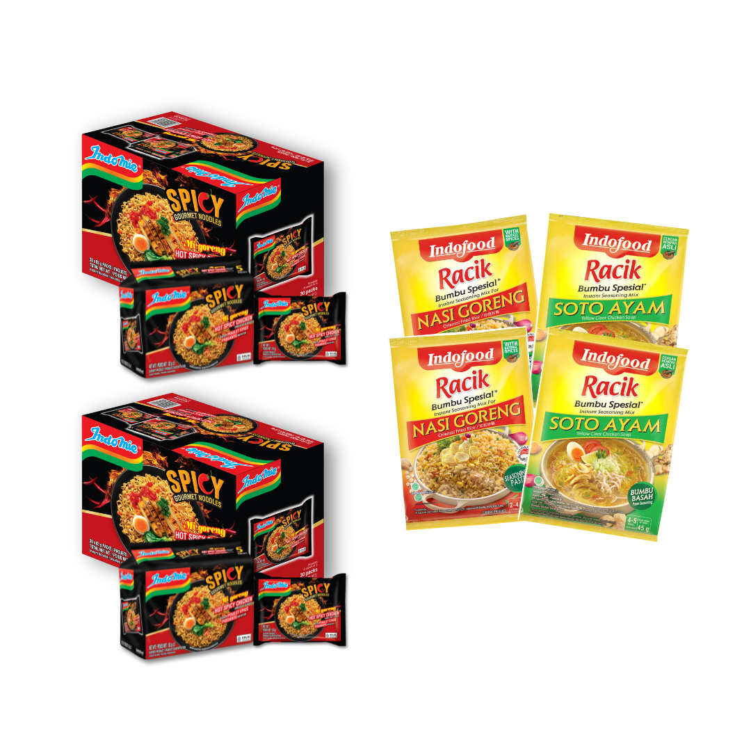 2 Boxes of Indomie Mi Goreng Hot Spicy Chicken + 4 Packs of Seasoning (Randomly Selected)