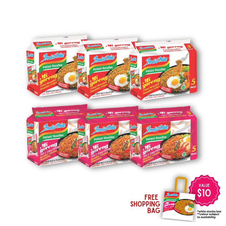 Indomie Mie Goreng Special (15pk) + Indomie Mi Goreng Hot & Spicy (15pk) [FREE SHOPPING BAG]