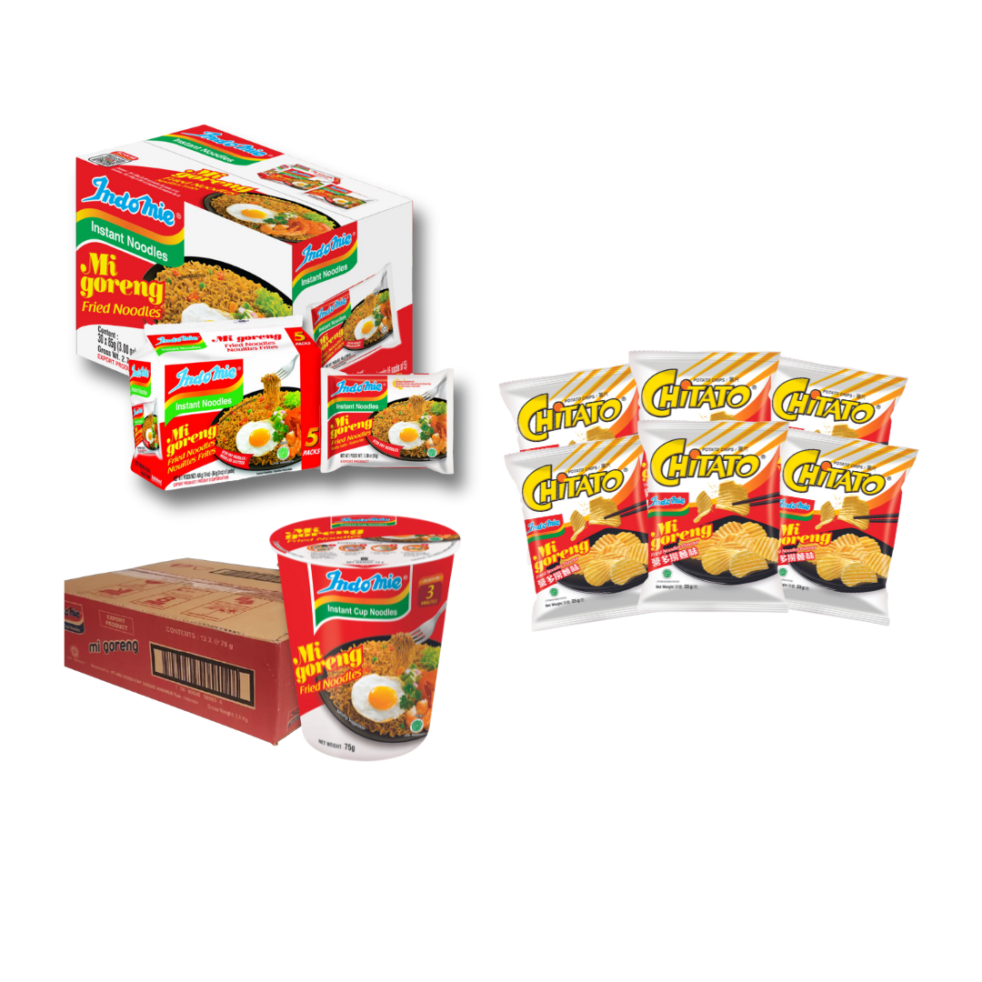 Indomie Mi Goreng Special + Indomie Mi Goreng Cup + 6 Packs of Chitato Mi Goreng