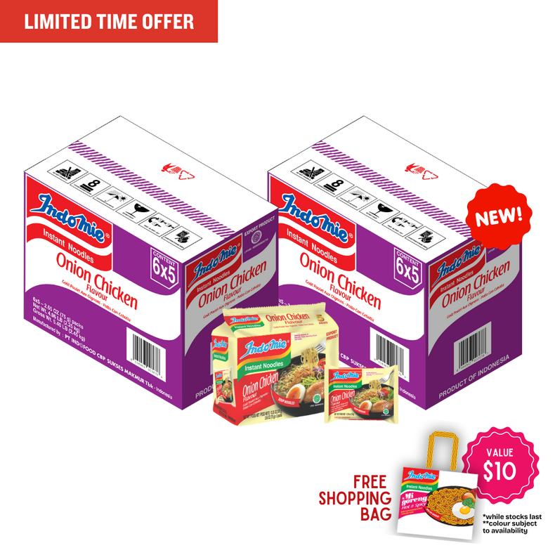 2 Boxes of Onion Chicken Flavour (2 x 30 pk) [FREE INDOMIE SHOPPING BAG]