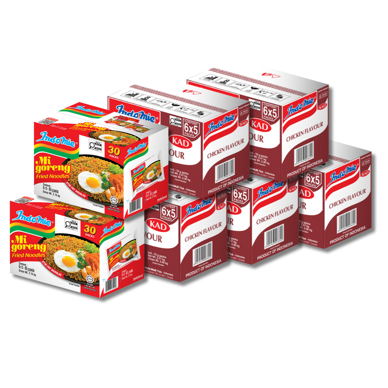 5 Boxes of Chicken Flavour (5 x 30 pk) + 2 Boxes of Mi Goreng Special (2 x 30 pk) [BBD: Mar 2026]
