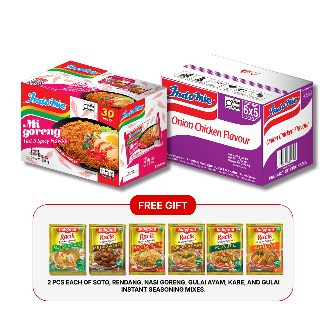 Mi Goreng Hot & Spicy (30 pk) + Onion Chicken Flavour (30 pk)