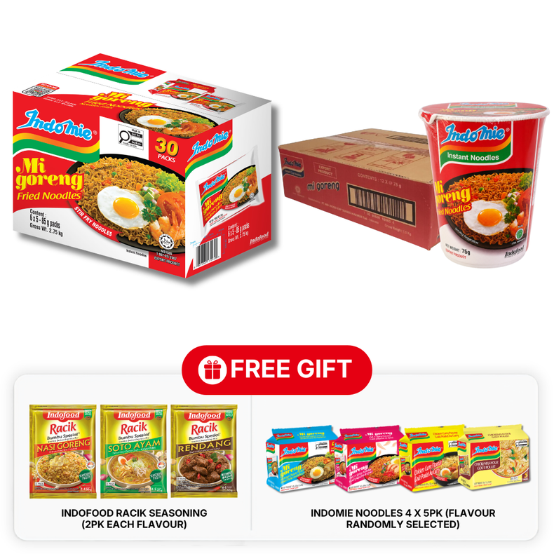 Indomie Mi Goreng Special (30 pk) + Indomie Mi Goreng Cup (12 pk)