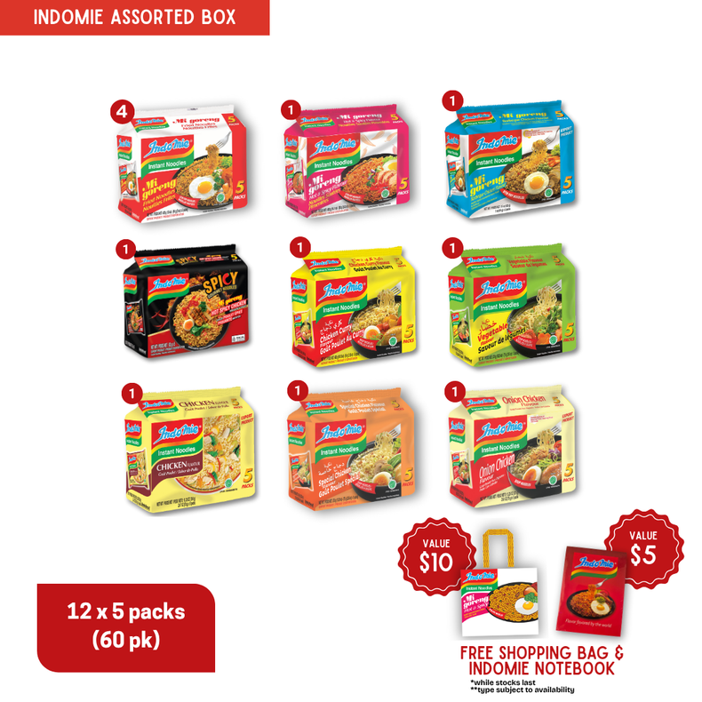 Assorted Flavours (60 pk) - 9 Flavours Inside [FREE SHOPPING BAG & INDOMIE NOTEBOOK]