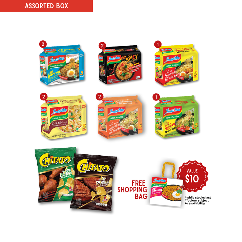 Assorted Flavours (50 pk) [6 Flavours inside] + 2 pcs of Chitato Potato Chips [FREE Shopping Bag]