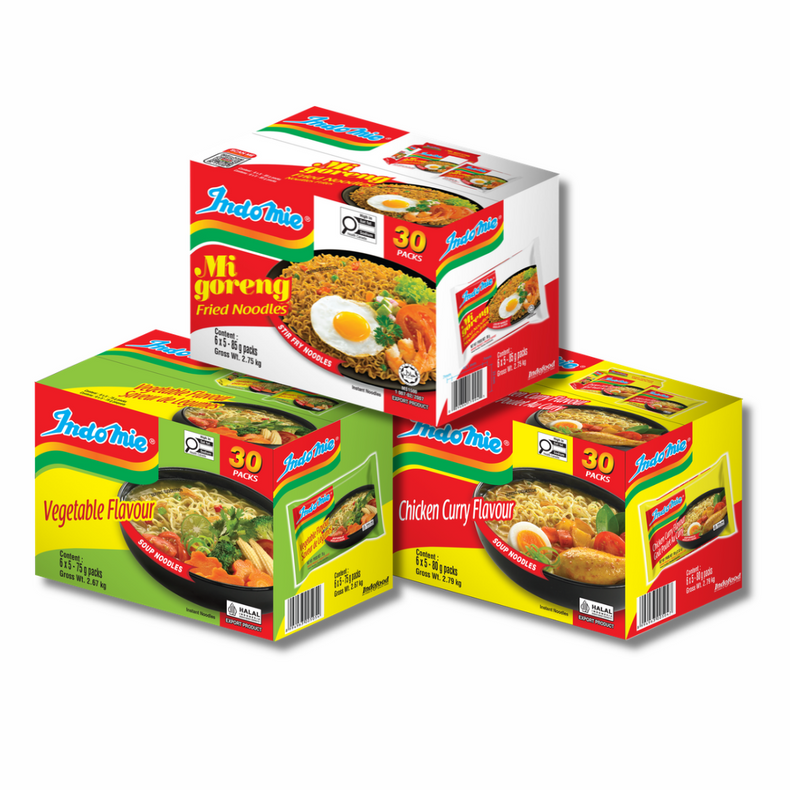 Mi Goreng Special (30 pk) + Vegetable Flavour (30 pk) + Curry Chicken Flavour (30 pk)